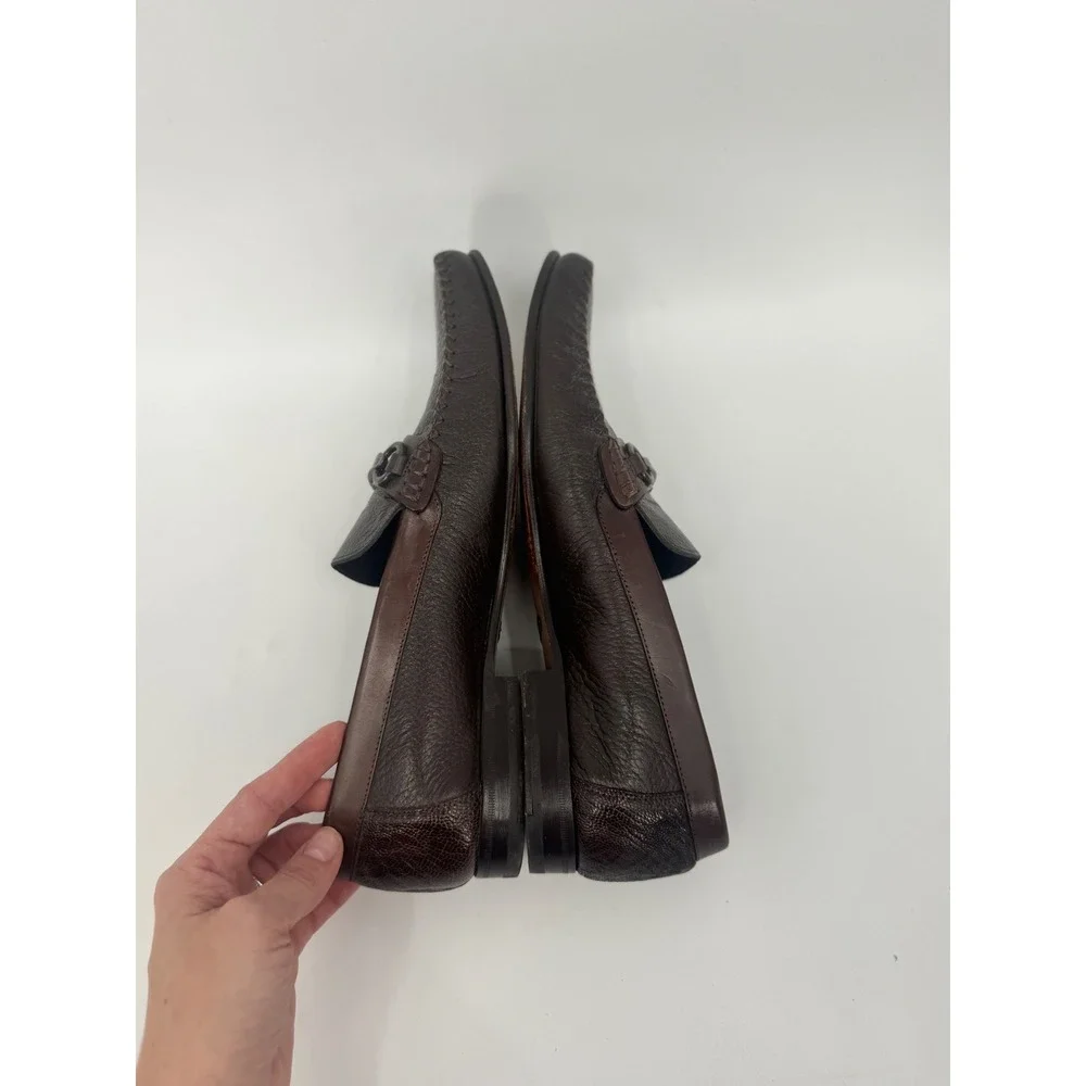 Mezlan Mens 9 Brown Genuine Ostrich Leg‎ Horsebit Loafers Exotic Leather Shoes